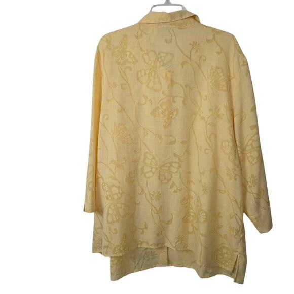 Alfred Dunner Yellow Burnout Sheer Sparkly Butterfly Cottage Core Shirt  24W - Picture 3 of 12